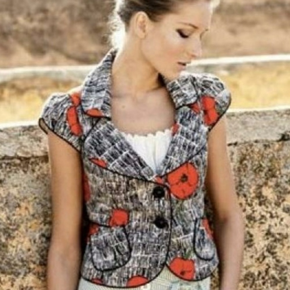 Anthropologie • Elevenses Floral Poppy Blazer